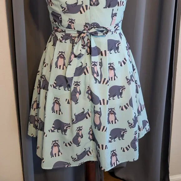 EUC LA Soul Fit & Flare Mini Dress in Trash Panda Print size Medium - Picture 3 of 10